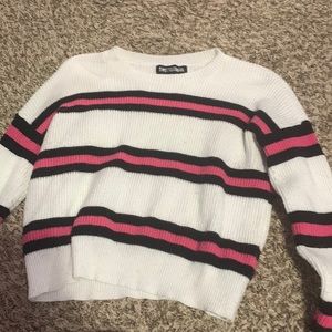 Pink black and white wool sweater